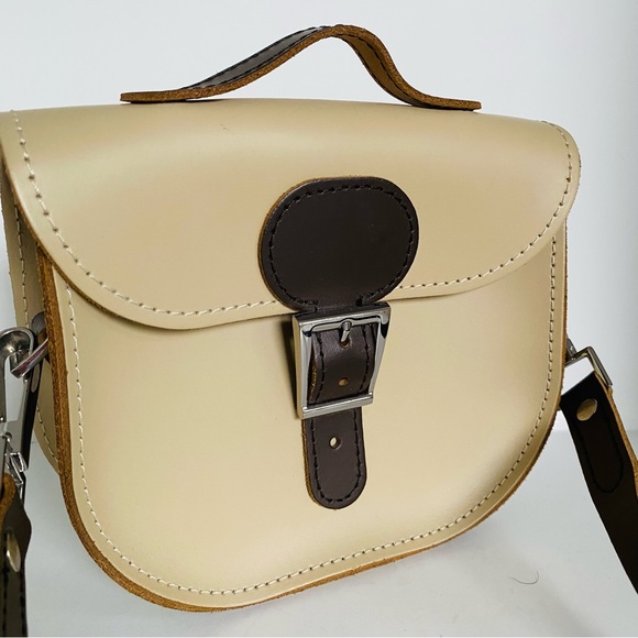 Brit-Stitch Half -Pint Satchel Cream Leather Bag Crossbody NWOT - Picture 3 of 12
